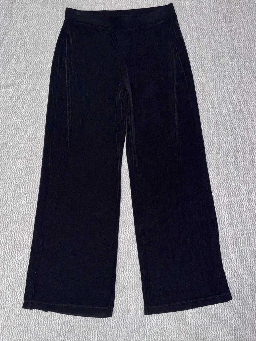 Chico’s black pull on wide leg stretchy elastic waist pants size 1 Medium 8-10